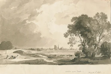 ウェストンオントレント-遠景：セピア色と鉛筆のウォッシュの描画、1838年8月2日