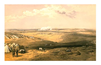 1855年のセバストポルの前のラグランズ卿の本社の遠景