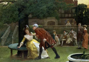 もつれの果てに男の誘いを断る女。1890.トーマス・レイノルズ・ラモント（1826-1898）個人蔵。