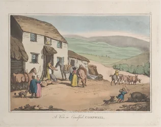 コーンウォールのキャメルフォードの眺め、「自然からのスケッチ」、1822 年、1822 年。作成者: Thomas Rowlandson、Joseph Constantine Stadler。
