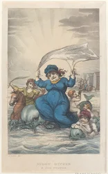 Widow Ducker & Her Nymphs, from Poetical Sketches of Scarborough, 1813, 1813.クリエーター。Thomas Rowlandson, Joseph Constantine Stadler, J. Bluck.