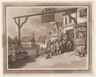 クローリー ブライトヘルムストーンへの遠足、1790 年 6 月 1 日、1790 年 6 月 1 日。作成者: Thomas Rowlandson、Samuel Alken。