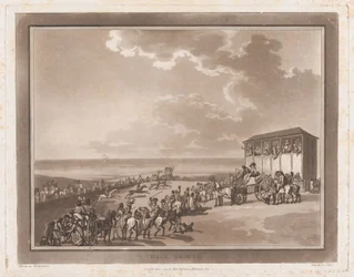 競馬場 ブライトヘルムストーンへの小旅行、1790 年 6 月 1 日、1790 年 6 月 1 日。作成者: Thomas Rowlandson、Samuel Alken。