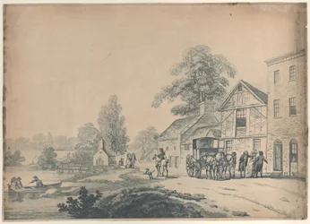 旅館の外のコーチ、1785-90。、1785-90。