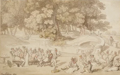 ソーシャルホリデー、1820年（ペンとインク、紙にウォッシュ）