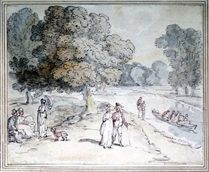On The Thames（ペンとインク、水彩画）
