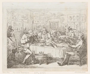 サー・ジョセフ・バンクスがワニを食べようとしている「ザ・フィッシュ・サパー」、1788年以降、1788年以降。