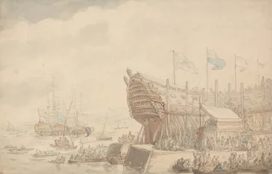 1804年、H.M.S.「ハイバーニア」の進水式