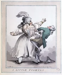 Tighten More - F. LibronとH. Clouzotによる「The corset in art and morals from the 13th to the 20th century」に掲載されているRowlandsonのプリント。