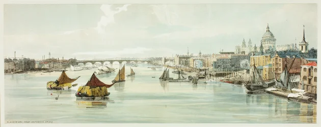 Blackfriars、Southwark Bridge から、プレート 6 から Original Views of London as It Is から