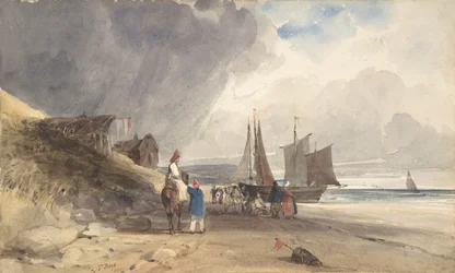 浜辺の人物、北フランス、1830年。