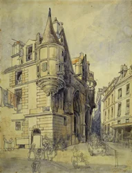 ホテル・ド・サンス、フィギエ通り、1833年頃（鉛筆と水彩画）