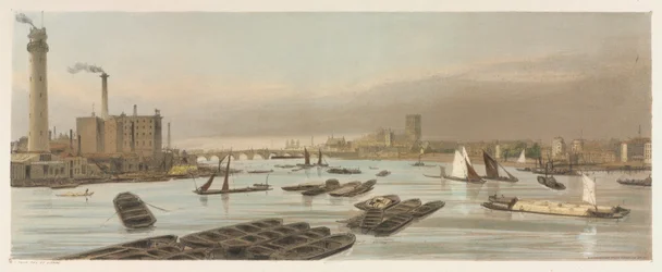 ロンドンの現状：1842年、ウォータールーブリッジのウェストミンスター。