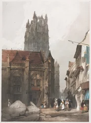 パリ、ゲント、アントワープ、ルーアンの絵のような建築物：サンローラン、ルーアン、フランス、1839年。