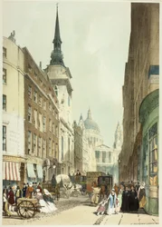 ラドゲート・ヒルからのセント・ポール、『Original Views of London as It Is』より24枚目