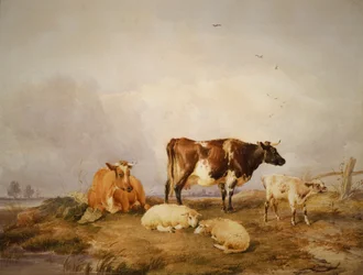 「風景と牛」、c1823-1902