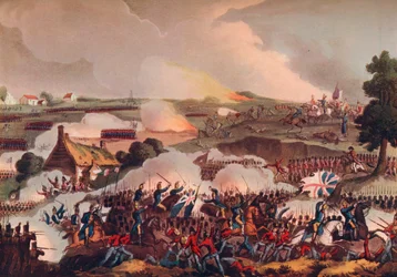 19世紀のウォータールーの戦いでイギリス軍の中心が活動