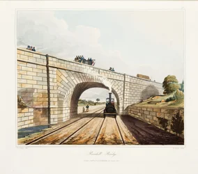 レインヒル橋、1831 年公開 (手彩色彫刻)