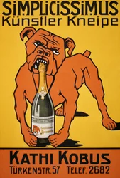 Vintage juliste bulldogista puree samppanjapulloa (juliste)