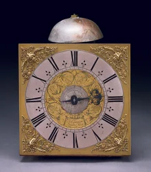 チャールズ2世の30時間ロングケースクロックのスクエアダイヤル、1680年頃（ミクストメディア）