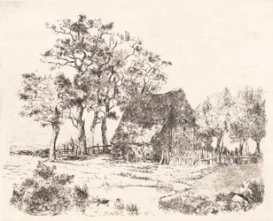 木々に囲まれた茅葺き民家