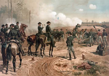 アメリカ南北戦争：1864年アトランタ包囲中のシャーマン将軍（リトグラフ）