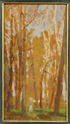 プラーター庭園での散歩...（木に油絵）