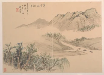 風景、1827年（アルバム・リーフ、紙にインク、彩色）