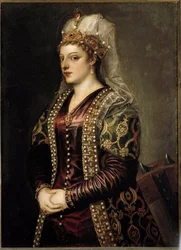 アレクサンドリアの聖カタリナとしてのキプロスの女王カテリーナ・コルナーロの肖像 1542年頃（絵画