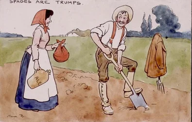 スペードはトランプ」（ペン＆インク、水彩画）