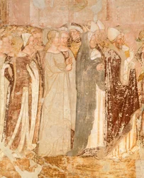 ローマからの出発、聖ウルスラの物語より、トンマーゾ・ダ・モデナ（1326-1379）作、フレスコ画、詳細、サンタ・カテリーナ教会、トレヴィーゾ