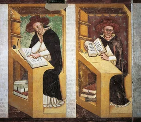 ドミニコ修道士、トンマーゾ・ダ・モデナ（1326-1379）作「ドミニコ修道会の40人の名誉ある会員のサイクル」より、フレスコ画、細部、イタリア、トレヴィーゾのドミニコ会修道院