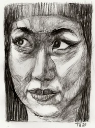 物思いにふけるアジア人女性のイラスト