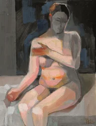 物思いにふける裸体