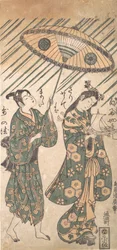 小野小町役の中村富次郎と小野小町役の佐野川市松は、1756年頃の作品。