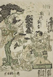 Advertisement of the drama Haru no Akebono Kuruwa Soga, at the Ichimura Theatre