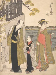 金龍山寺を訪れる男と芸者 1787年。