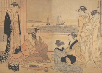 品川の茶屋で催されたお祭り騒ぎのパーティー。 1783年。