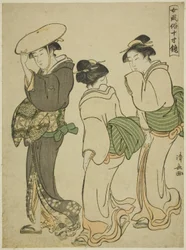 「女風俗ますかがみ」より 女と二人の女中