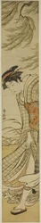 さわやかな日に柳の木の下を歩く花魁