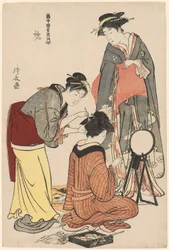 天明2年（1782）頃 「当世遊里美人袷（とうせいゆうりびじんあわせ）」シリーズより 「橘（たちばな）の芸人」（錦絵・大判