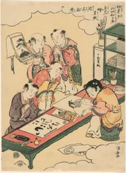2位：絵を模写して日本語を書く中国の少年たち（「子どもたちは『ここは日本だ！』と言って絵本の遊びを真似する」シリーズより）