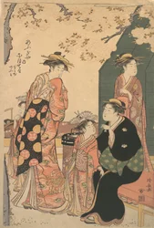 荻屋の遊女におてるの肖像画と二人の付き添いなみじとあお-… 1785年。