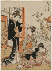 シリーズ「日本の美の簡単なコレクション」（1781年）の3人の女性。