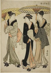 「風俗東錦」シリーズより 雨傘下