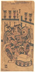 團十郎紋を纏う役者似顔絵。
