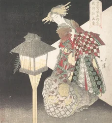 提灯の遊女「火」シリーズ 文斎詩集の五行より。 1820年。