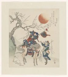 桜の枝を引っ張る中国の将軍