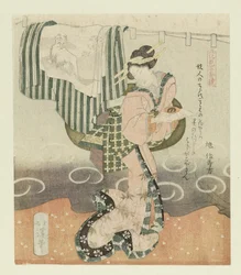 酒器を持つ女性 花を愛でるペンタプティク（連載タイトル） 花見ごばんつづき