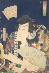 四代目市村掻立、歌舞伎『ローマ人のパロディ』牛若の源氏役、1868年4月。